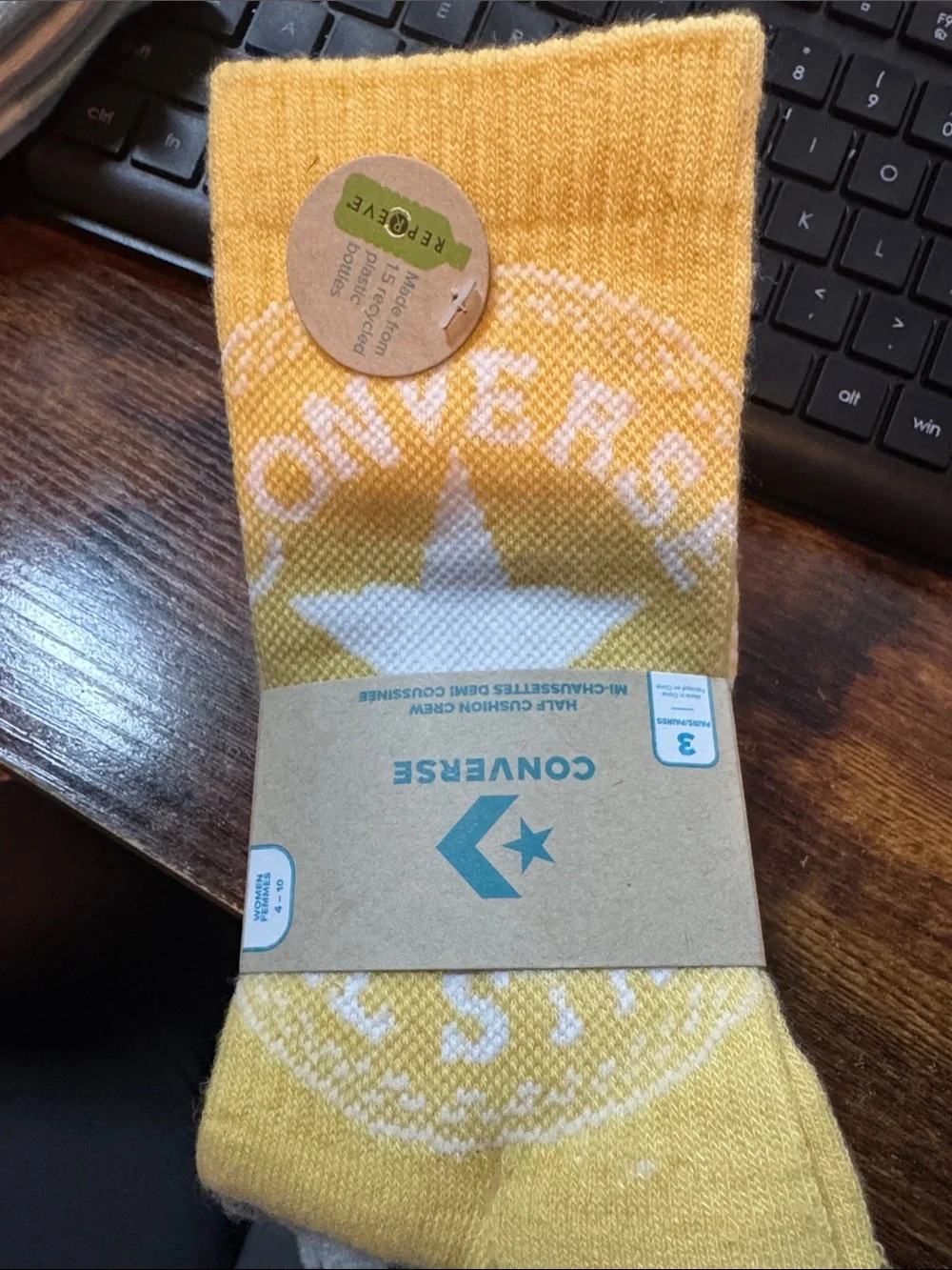 Converse NIP Women’s  Half Cushion Crew Socks - Yellow